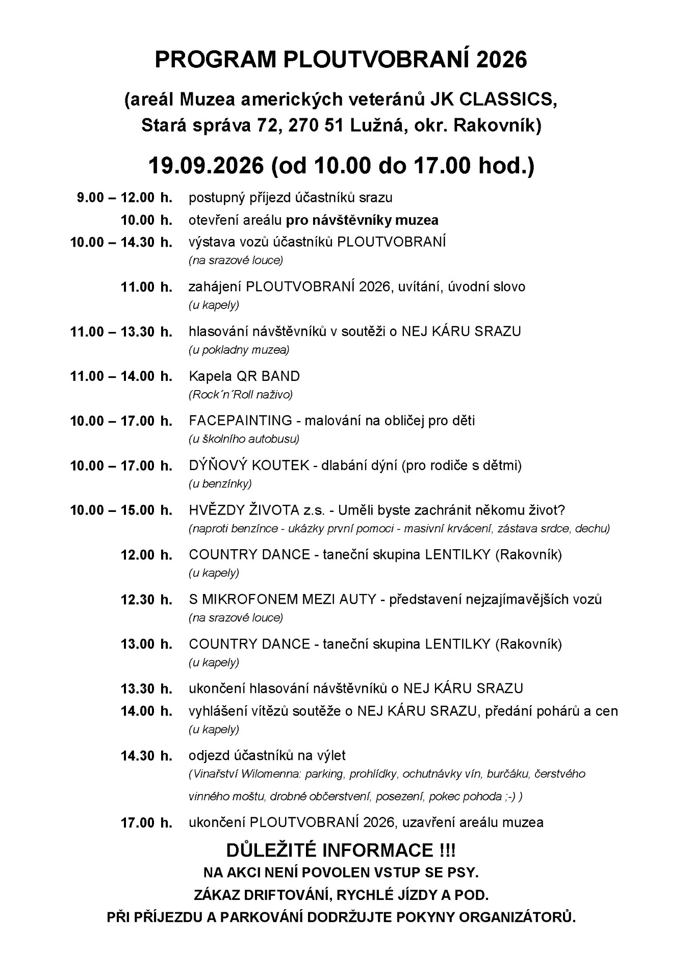 Ploutvobraní 2026_program